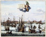 The Dutch–Portuguese War was an armed conflict involving Dutch forces, in the form of the Dutch East India Company and the Dutch West India Company, against Phillip II of Spain the nominally King of Spain and Portugal possessions, even the Portuguese Empire. Beginning in 1602, the conflict primarily involved the Dutch companies invading mostly Portuguese colonies in the Americas, Africa, India and the Far East, and some Spanish possessions like Spanish Formosa.<br/><br/>

The war can be thought of as an extension of the Eighty Years War and Thirty Years' War being fought in Europe at the time between Spain and the Netherlands, as Portugal was in a dynastic union with the Spanish Crown, after the 1580 Portuguese succession crisis, for most of the conflict. However, the conflict had little to do with the war in Europe and served mainly as a way for the Dutch to gain an overseas empire and control trade at the cost of the Portuguese. English forces also assisted the Dutch at certain points in the war.<br/><br/>

The result of the war was that although Portugal won in South America and Africa, the Dutch were clearly the victors in the Far East and South Asia. English ambitions also greatly benefited from the long standing war between its two main rivals in the Far East.