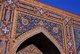 Uzbekistan: Intricate arabesque decorations in the inner courtyard of Tillya Kari Madrassa, The Registan, Samarkand