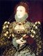 England: Queen Elizabeth I (1533-1603) represented in the 'Phoenix' portrait attributed to Nicholas Hilliard, c. 1575